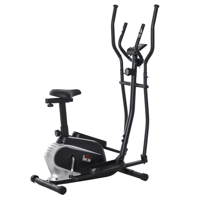 Vélo elliptique vertical vélo d'appartement 2 en 1 acier noir