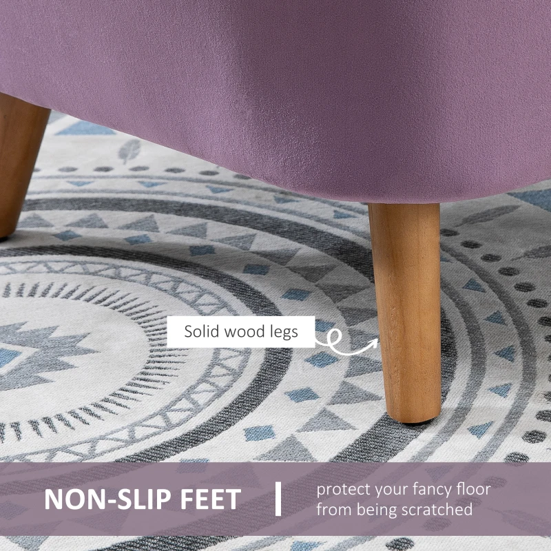 HOMCOM Velvet Armchair, Modern Accent Chair, Upholstered Tub Chair with Solid Wood Legs and Seat Cushion for Living Room, Violet