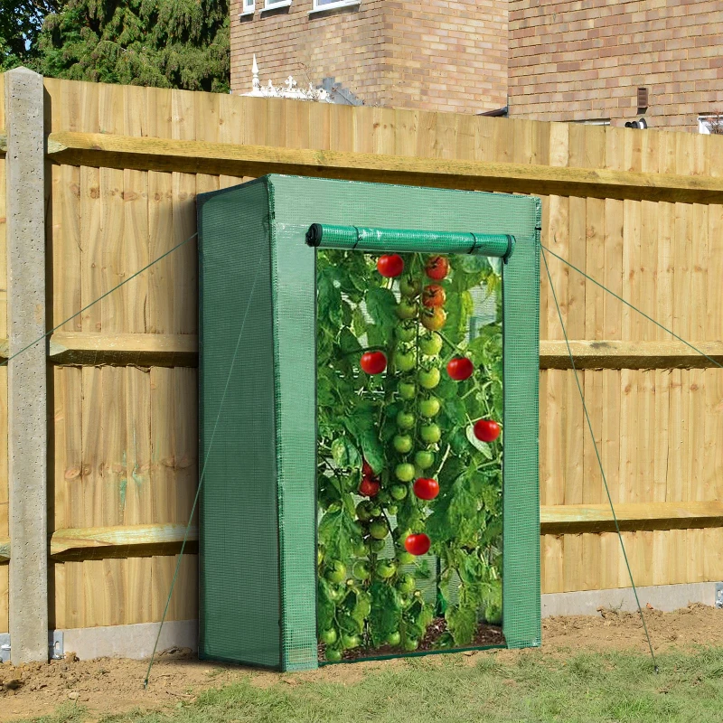 Outsunny Serre de Jardin Serre à tomates dim. 1L x 0,5l x 1,5H m Porte zippée déroulante Acier PE Haute densité 140 g/m² Anti-UV Vert