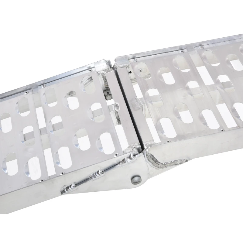 HOMCOM Rampe de chargement pliable pour tous les motos, quad aluminium argent