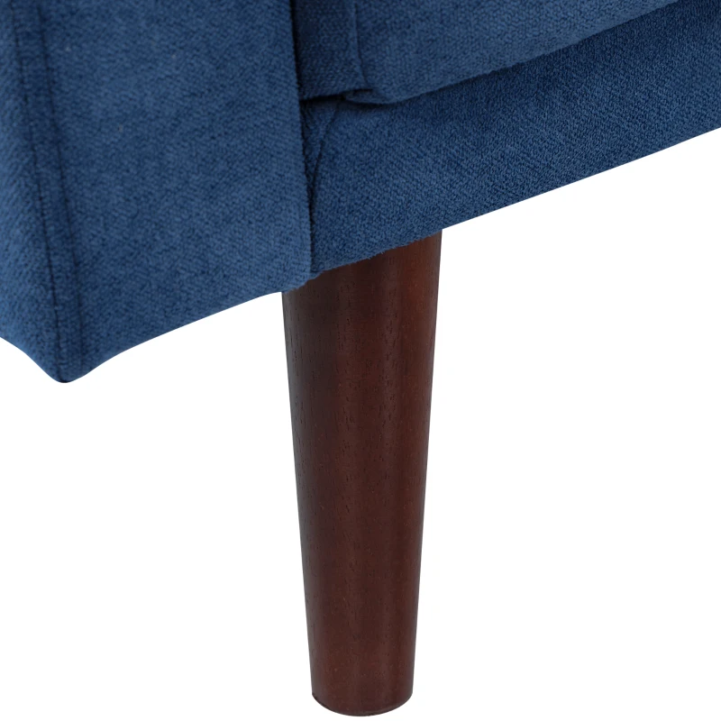 HOMCOM Canapé Convertible 2 Places Dossier inclinable 3 Positions Pieds Bois Eucalyptus Velours 100% Polyester Bleu