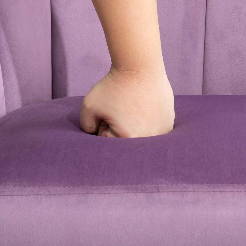 HOMCOM Velvet Armchair, Modern Accent Chair, Upholstered Tub Chair with Solid Wood Legs and Seat Cushion for Living Room, Violet