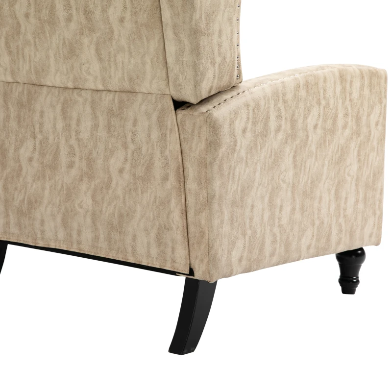 HOMCOM Studded PU Leather Reclining Armchair w/ Retractable Footrest Beige