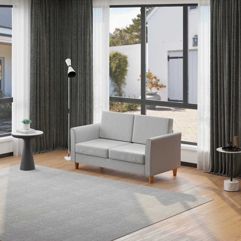 HOMCOM Two-Seater Linen-Look Sofa - Grey