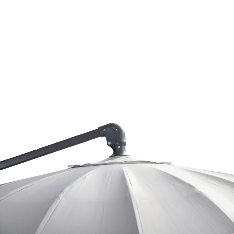Outsunny Parasol déporté rond inclinable rotatif 360° manivelle piètement acier mât alu. dim. Ø 3 x 2,4H m polyester haute densité gris