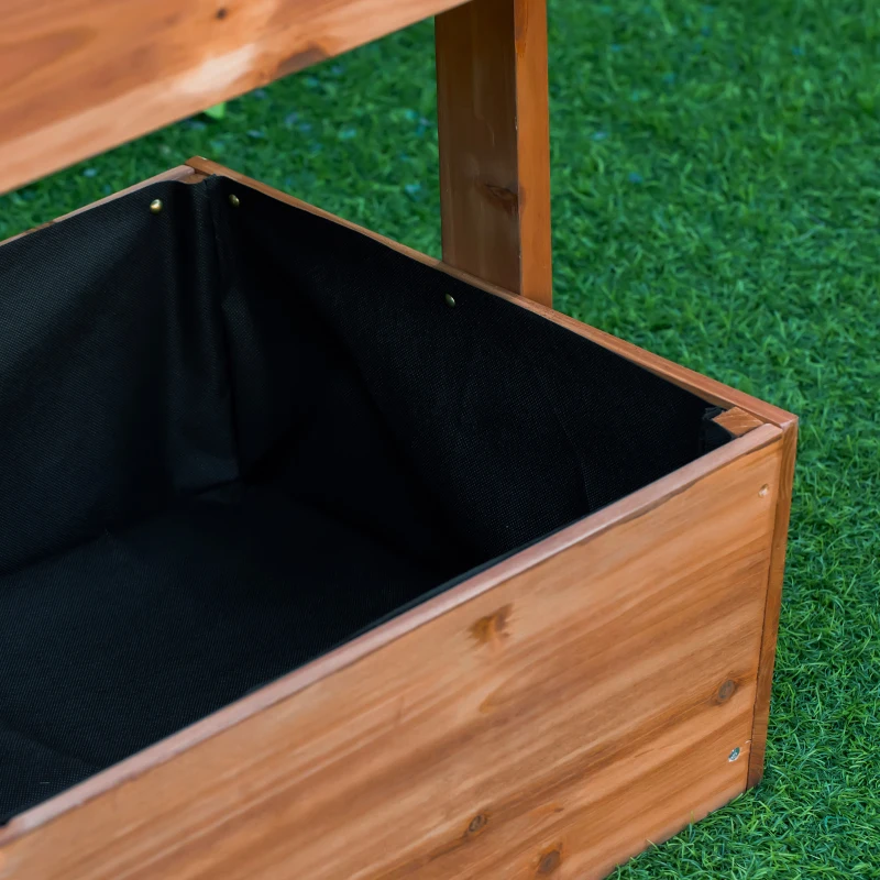 Outsunny Four-Tier Basket Wooden Plant Stand - Orange