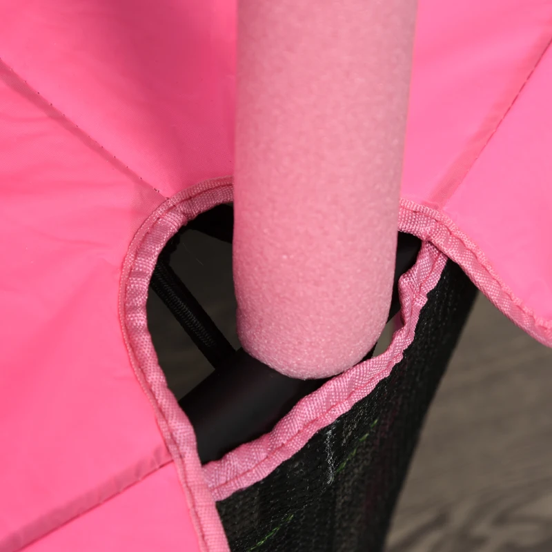 HOMCOM Trampoline Enfant Ø 1,40 × 1,58H m Filet de sécurité Porte zipée Couvre-Ressorts 6 poteaux rembourrés Inclus Rose