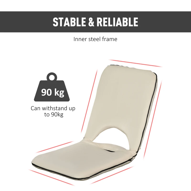 HOMCOM Adjustable Floor Chair with Adjustable Backrest Folding Chair Bed, Lazy Sofa Bed for Gaming and Reading, Beige