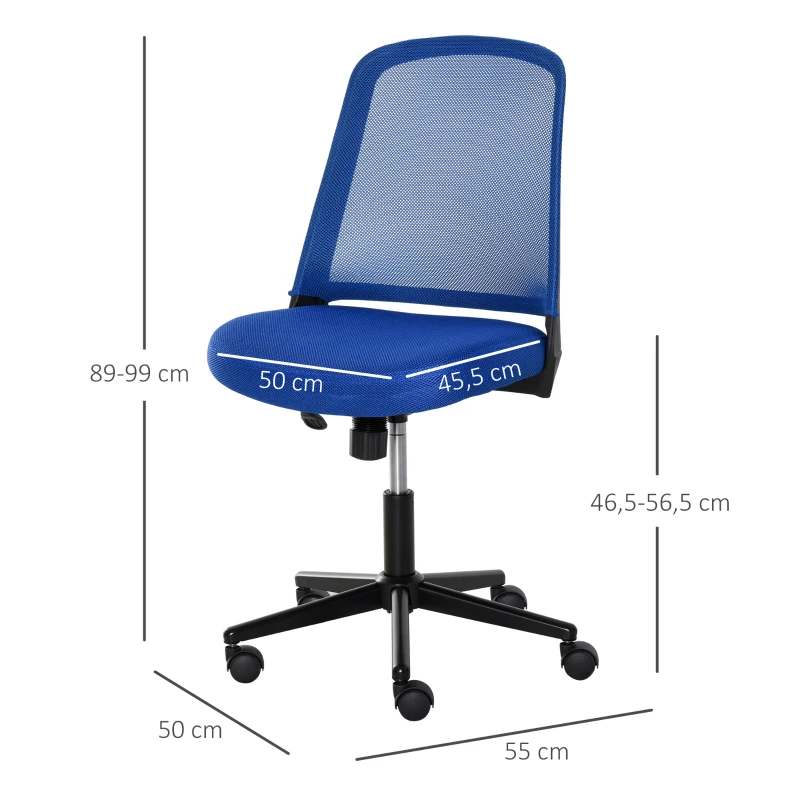 Vinsetto Chaise de bureau ergonomique fonction bascule hauteur réglable pivotant 360° revêtement maille bleu