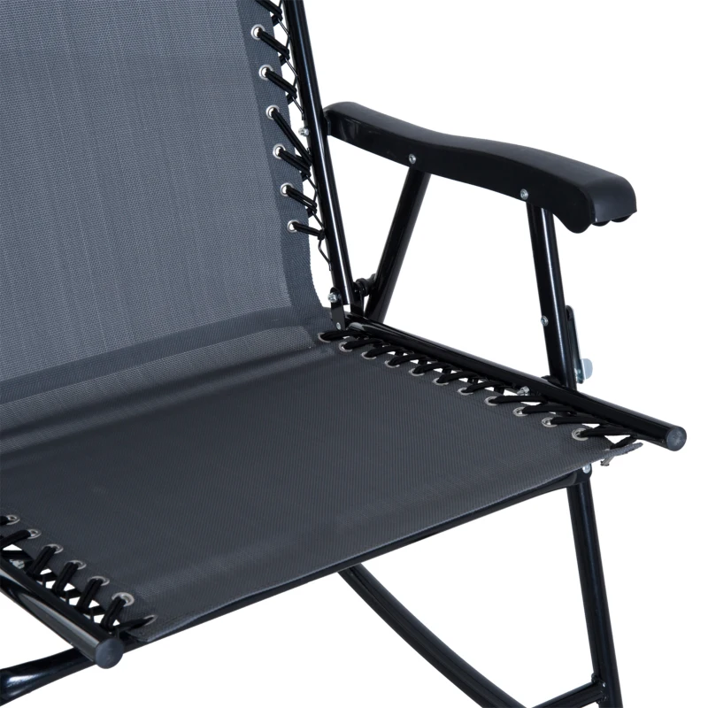 Outsunny Conjunto de móveis de jardim, mesa redonda Ø46x49 cm e 2 cadeiras 68x90x106 cm dobráveis  para varanda cinza