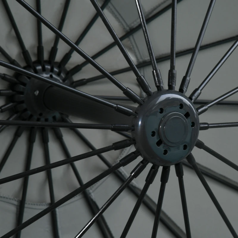 Outsunny Parasol déporté rond inclinable rotatif 360° manivelle piètement acier mât alu. dim. Ø 3 x 2,4H m polyester haute densité gris