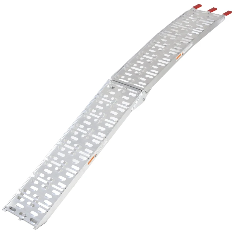 HOMCOM Rampe de chargement pliable pour tous les motos, quad aluminium argent