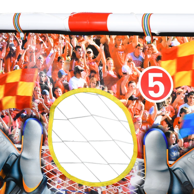 HOMCOM Fußballtore mit Fußball Torwand für Kinder 3-12 Jahre Fußballnetz Garten Kunststoff mehrfarbig 116 x 48 x 76 cm