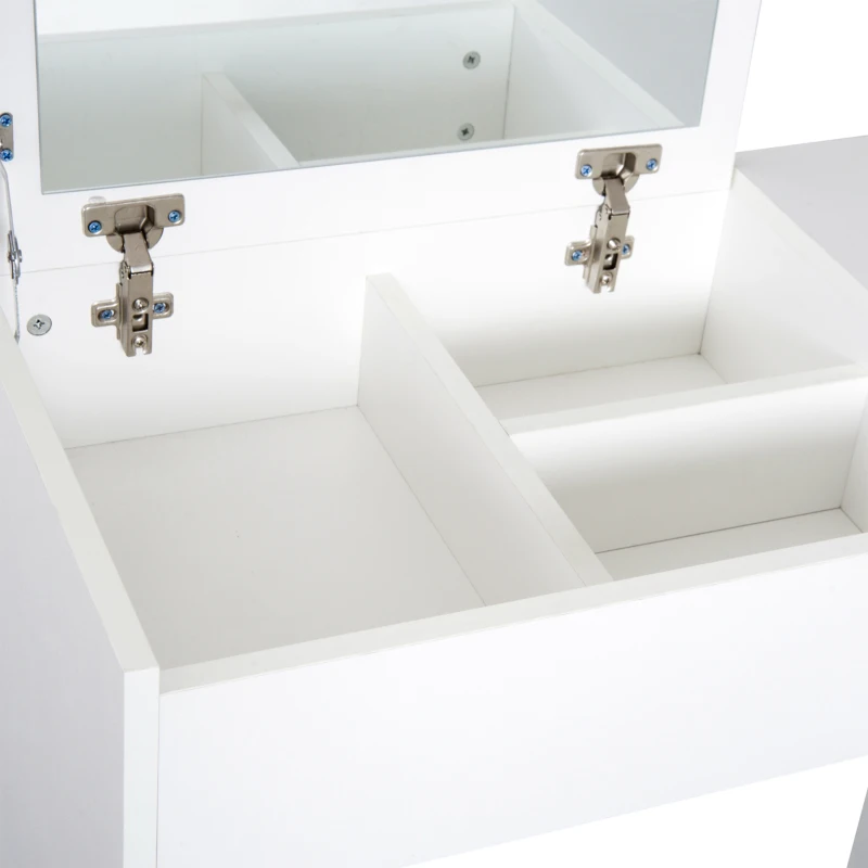 HOMCOM Coiffeuse Table de Maquillage Design Contemporain 80L x 40l x 79H cm Miroir escamotable, tiroir, Coffre + Tabouret Noir