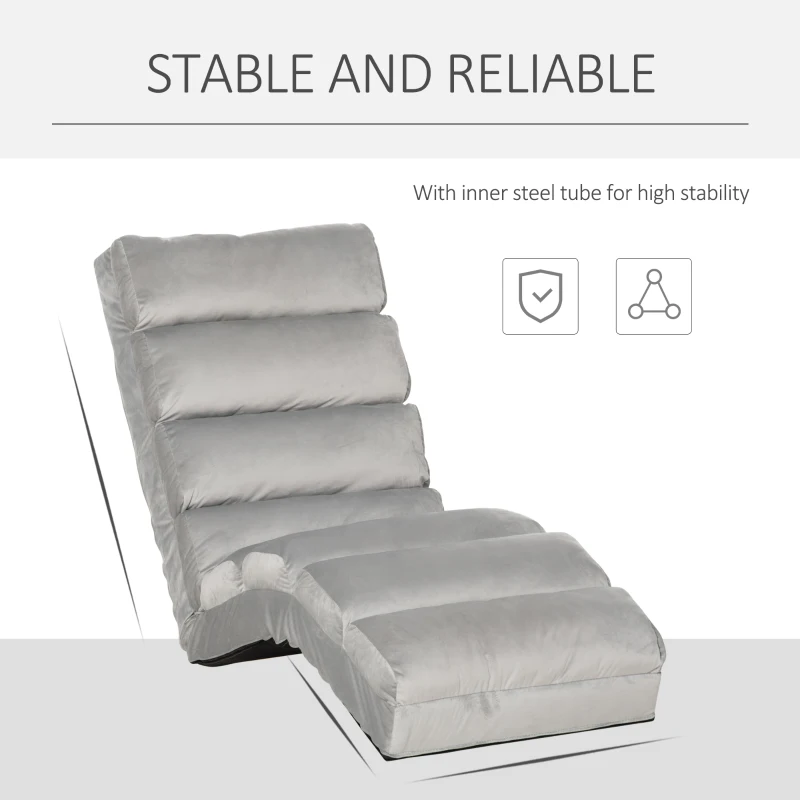 HOMCOM Floor Sofa Bed Folding Adjustable Floor Lounger Sleeper Futon Mattress Seat Chair, Light Grey