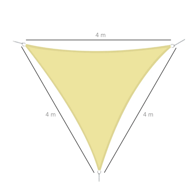 Outsunny Toldo Vela Triangular 4x4x4 para Varanda Jardim e Campismo Cor Areia