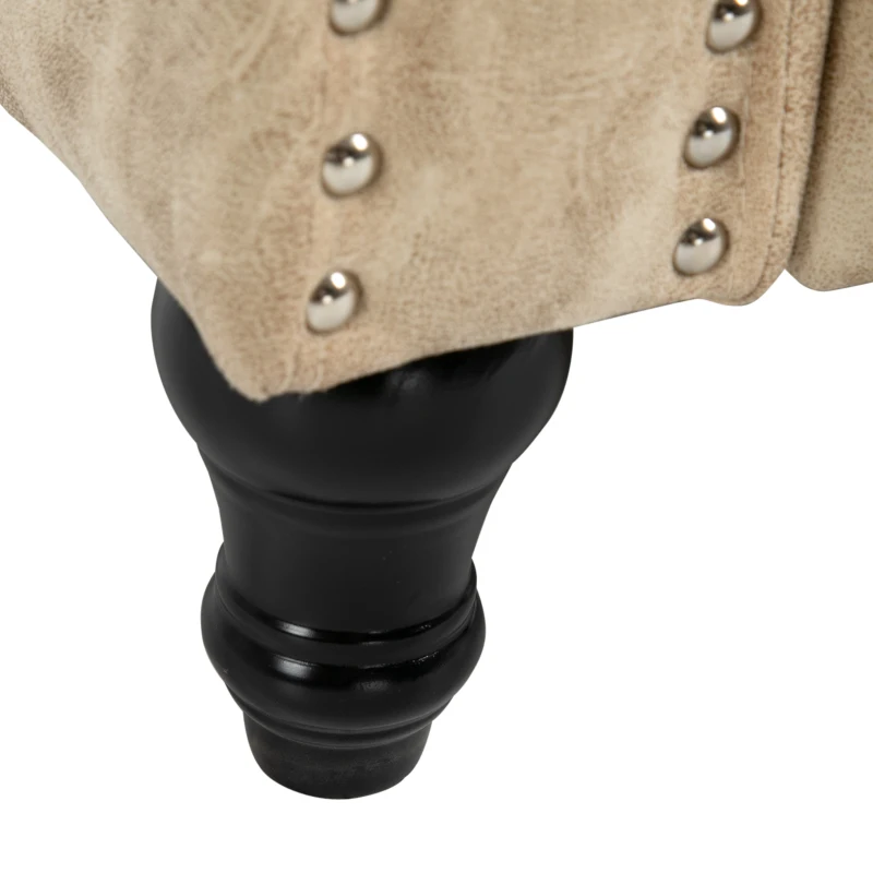 HOMCOM Studded PU Leather Reclining Armchair w/ Retractable Footrest Beige