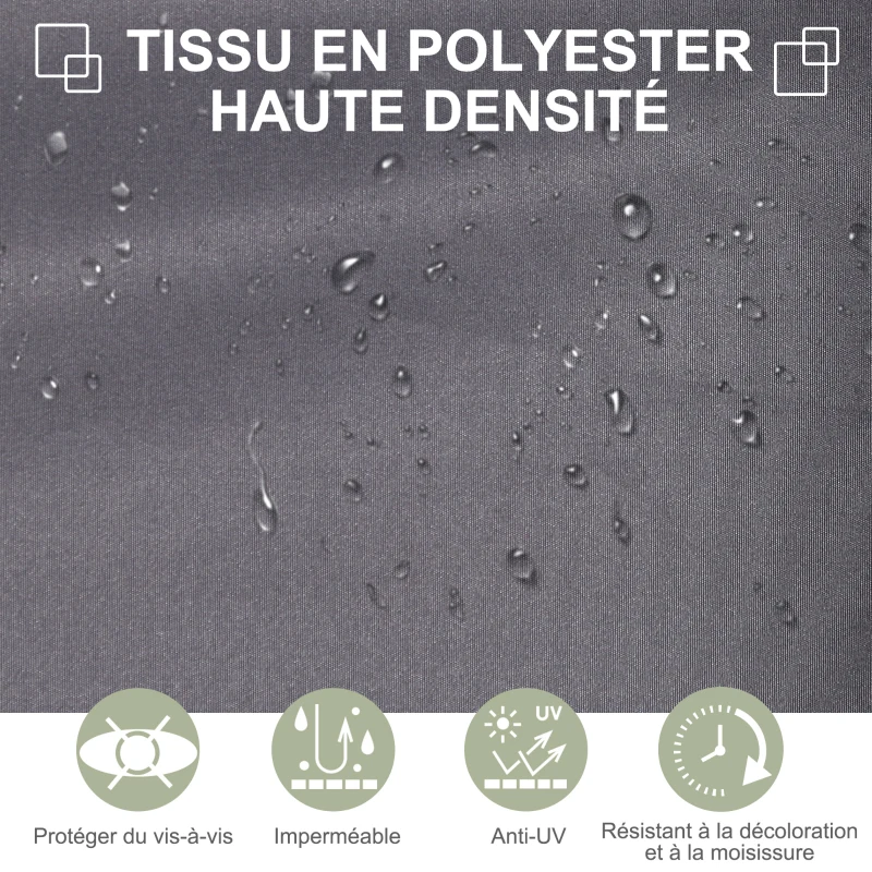 Outsunny Store latéral Brise-Vue paravent rétractable dim. 3L x 1,8H m métal Polyester imperméable Anti-UV Haute densité 180 g/m² Gris