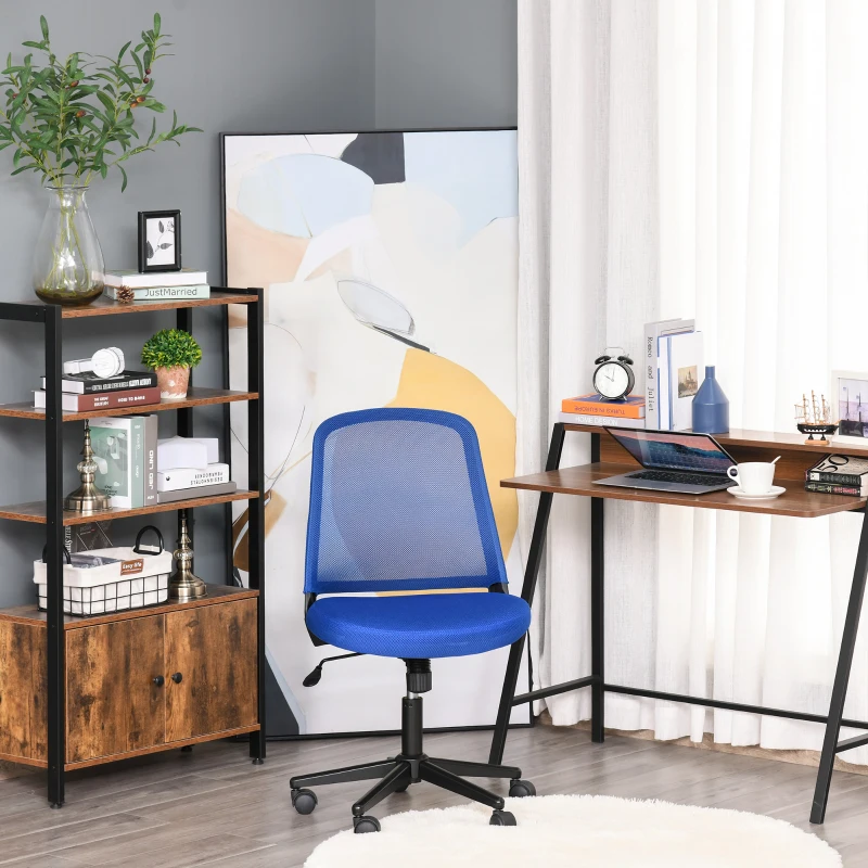 Vinsetto Chaise de bureau ergonomique fonction bascule hauteur réglable pivotant 360° revêtement maille bleu