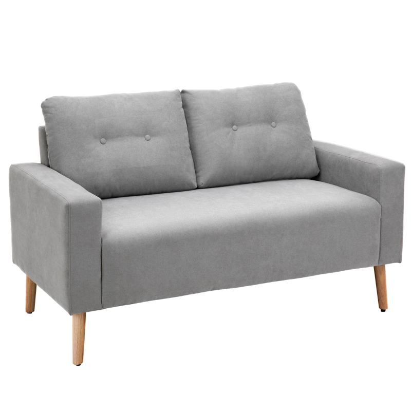 HOMCOM Double Seat Sofa Compact Fabric - Grey