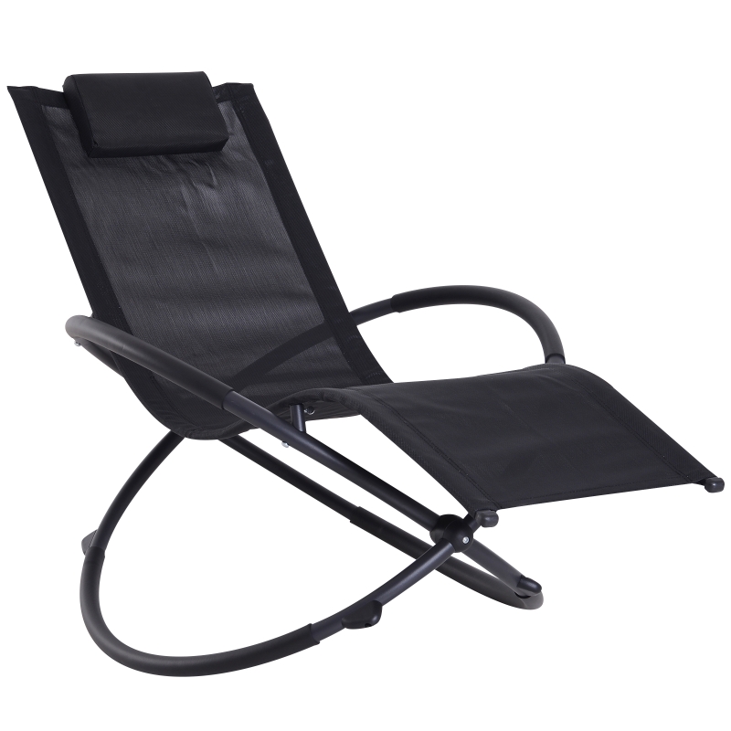 Outsunny Orbital Rocking Chair, 154Lx80Wx84H cm, Steel Frame, Texteline-Black