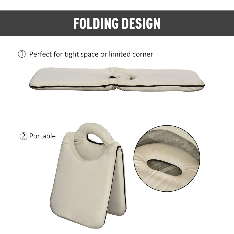 HOMCOM Adjustable Floor Chair with Adjustable Backrest Folding Chair Bed, Lazy Sofa Bed for Gaming and Reading, Beige