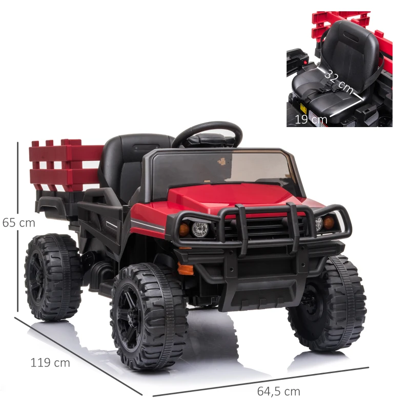 HOMCOM Voiture électrique Enfant 3 à 8 Ans - Buggy Quad électrique 2 Moteurs 35 W - V. Max. 5 Km/h - télécommande - Effets Lumineux sonores - Rouge