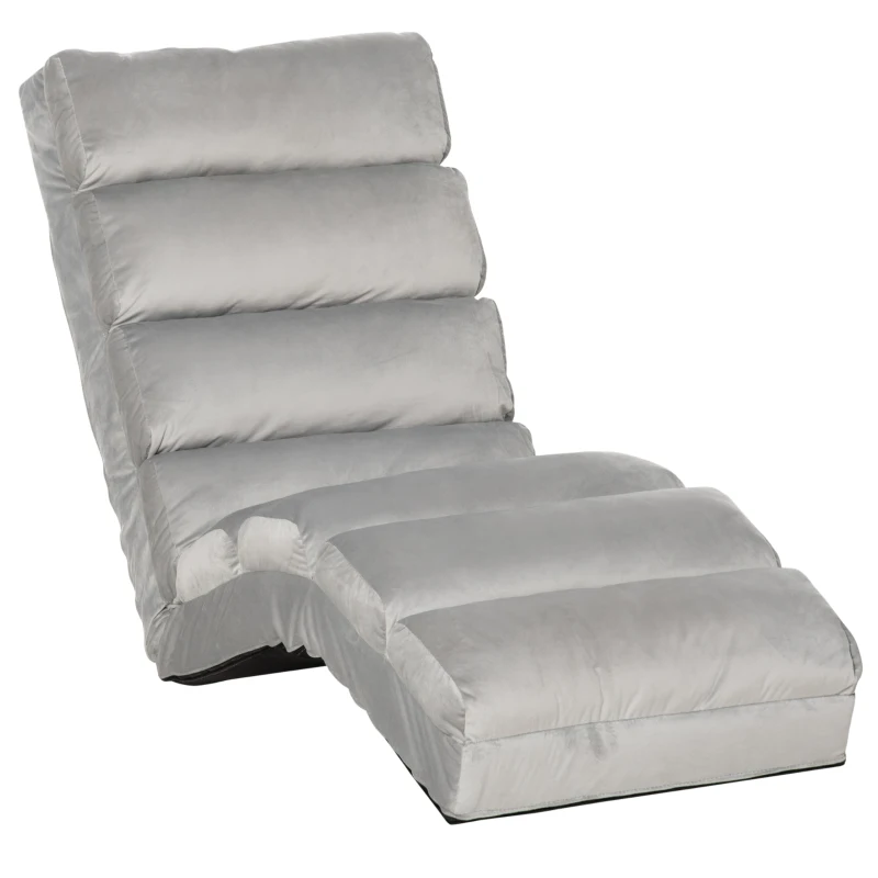 HOMCOM Floor Sofa Bed Folding Adjustable Floor Lounger Sleeper Futon Mattress Seat Chair, Light Grey