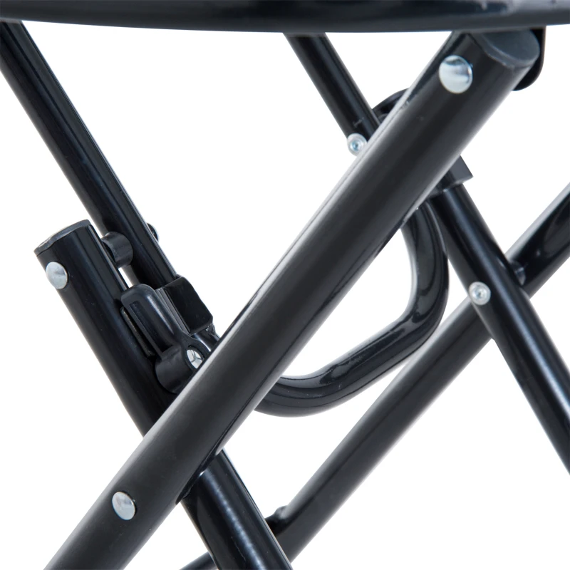 Outsunny Conjunto de móveis de jardim, mesa redonda Ø46x49 cm e 2 cadeiras 68x90x106 cm dobráveis  para varanda cinza