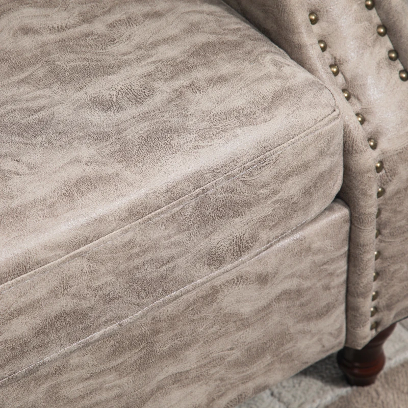 HOMCOM 3 Seater Corner Sofa Microfiber Cloth Wood Frame Thick Padding High Back, Brown