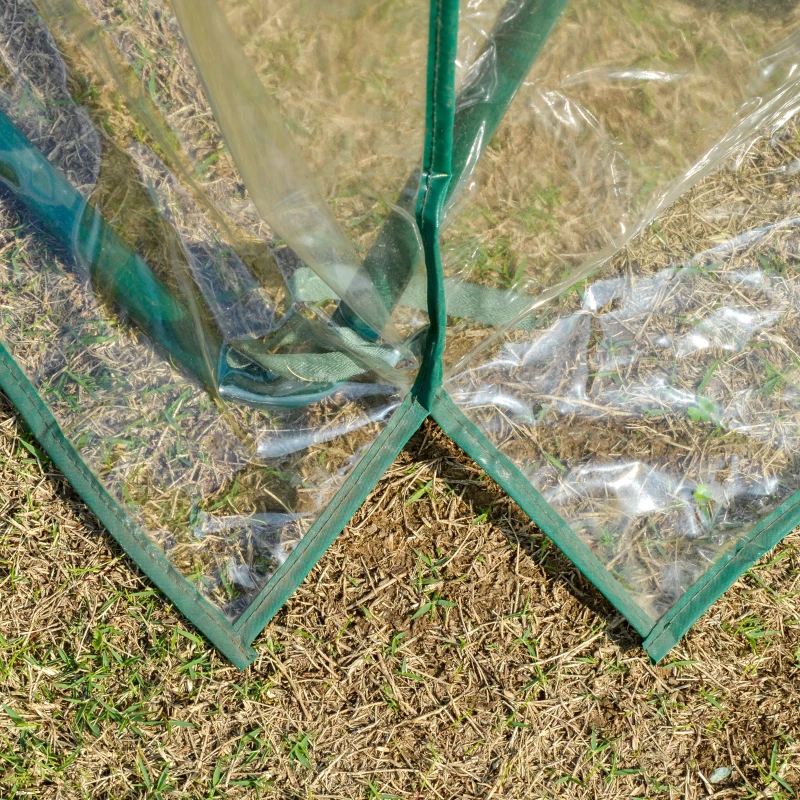 Outsunny Serre de jardin pliable 6 tablettes dim. 1,43L x 0,73l x 1,95H m porte déroulante acier vert PVC haute densité transparent