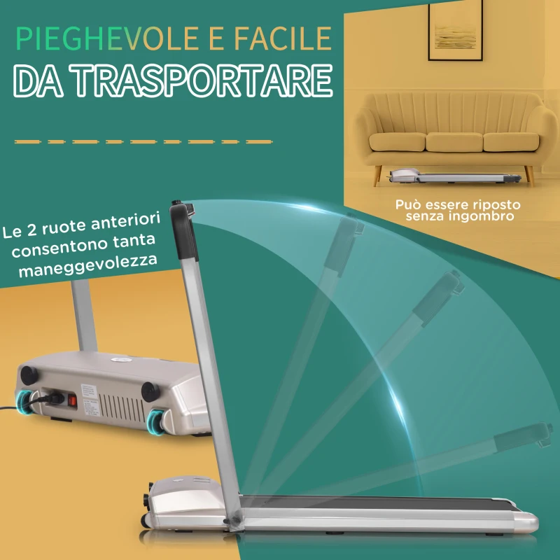 HOMCOM Tapis Roulant Elettrico Pieghevole con Display LCD, in Acciaio, 70x128x116 cm