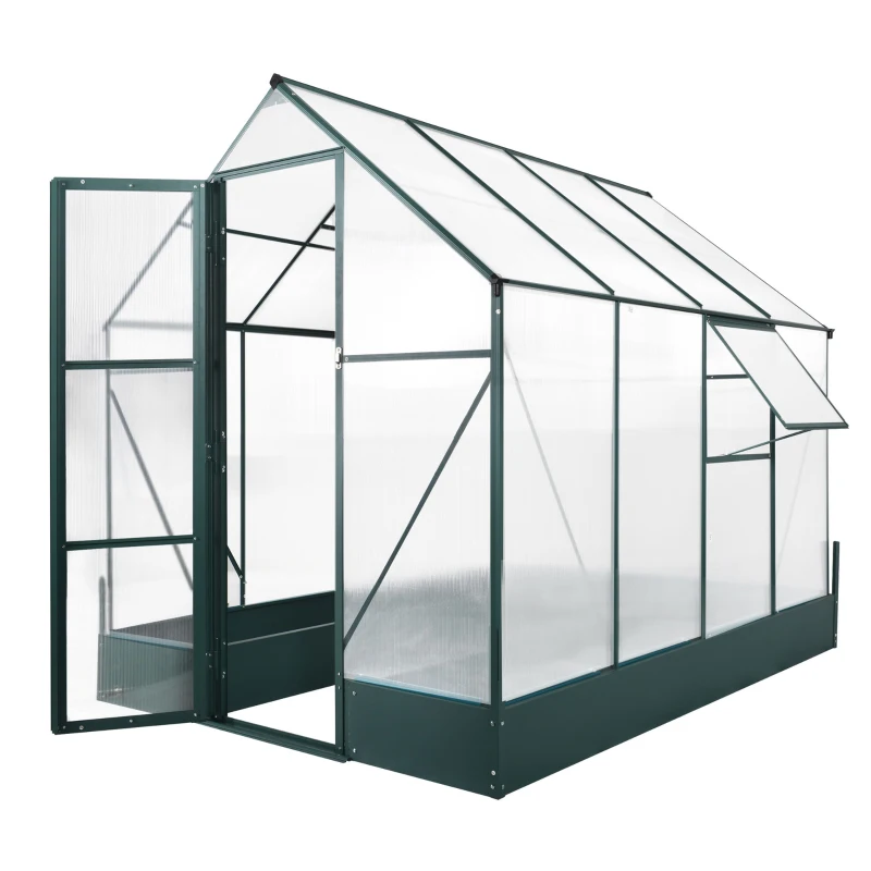 Outsunny Serra da Giardino in Policarbonato con Finestre e Vasi, Base Inclusa, 250x190x219cm