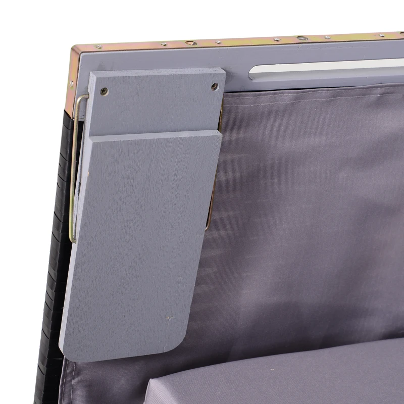 Outsunny Sdraio da Spiaggia Reclinabile a 2 Posti con Tettuccio Parasole e Cassetti, Grigio