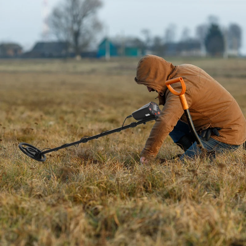 Outsunny Metal Detector Professionale, Regolabile e Impermeabile con Display LED, 23x22x114-135cm