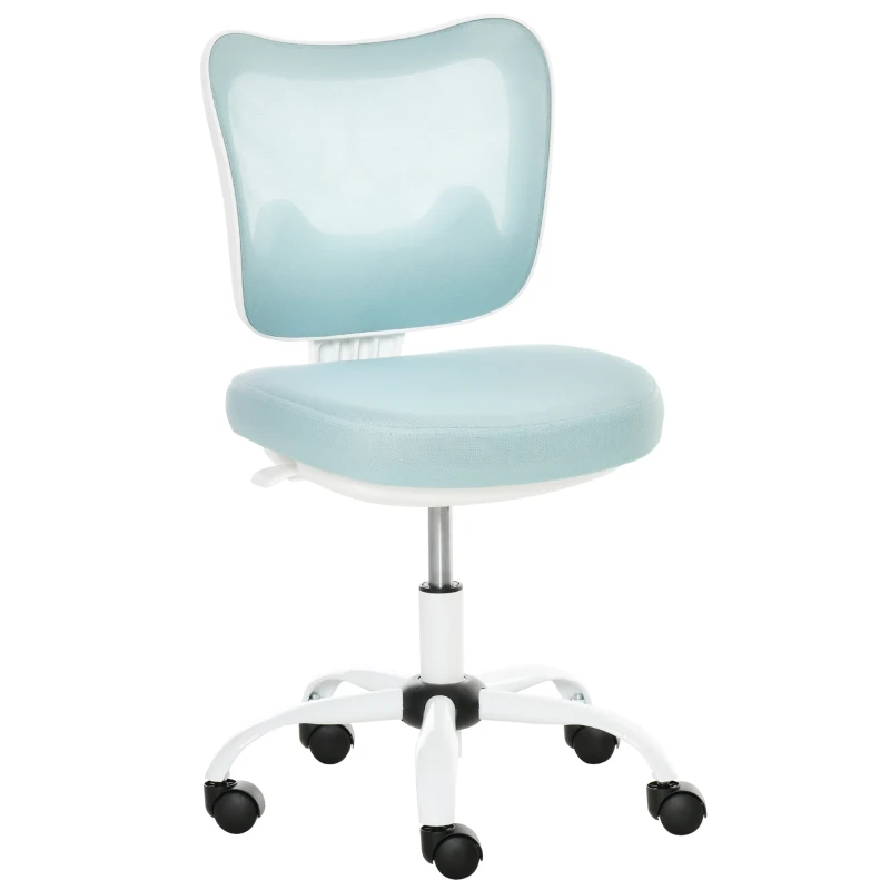 Vinsetto Sedia da ufficio Reclinabile con Altezza Regolabile, in Metallo e ABS, 46x51x78-87.5cm, Bianca e Azzurra