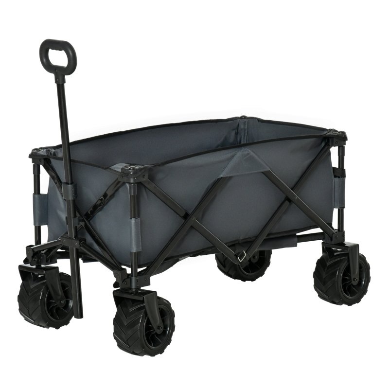 Outsunny Carrello da Giardino Carico max 70kg con Maniglia Telescopica, in Metallo e Tessuto Oxford, 108x55 cm, Grigio