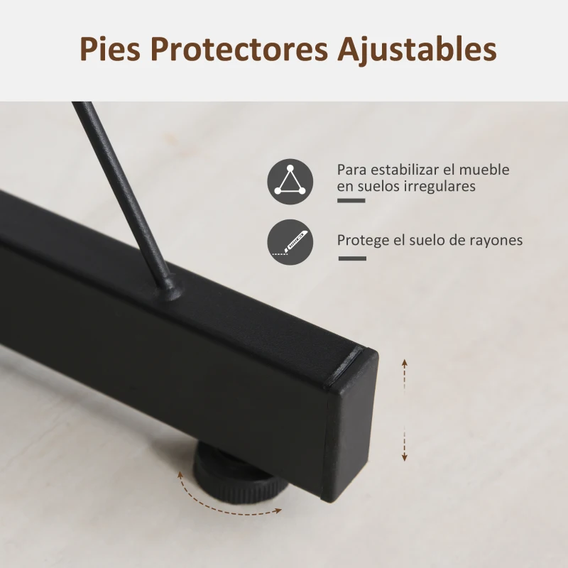 HOMCOM Mesa Escritorio de Oficina de Forma L con Soporte de CPU Estante de Impresora Niveladores Ajustables Gran Espacio Marco Metálico 155x115x91,5 cm Marrón