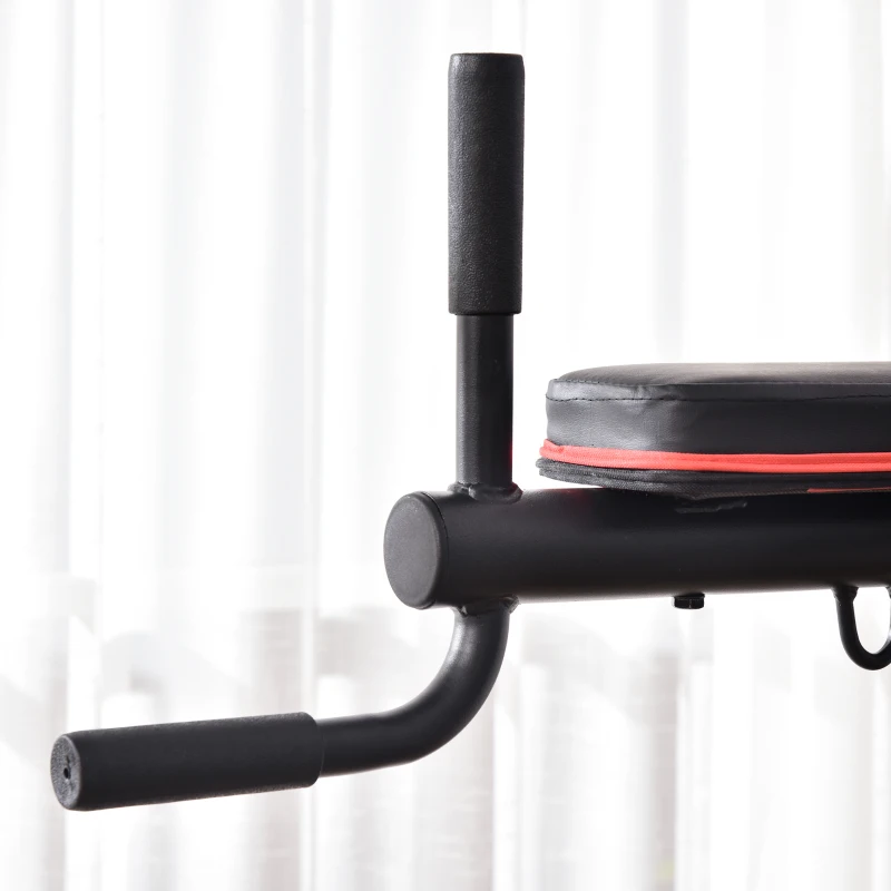 HOMCOM Stazione Fitness con Panca Multifunzione Regolabile e Pieghevole, 187x110x220cm, Nero e Rosso