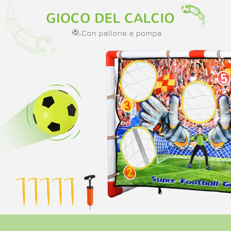 HOMCOM Porta da calcio per Bambini 3-12 anni, Rete da Giardino, Bersagli Inclusi, in Plastica, 116x48x76 cm