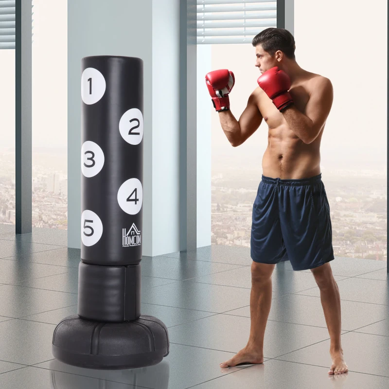 HOMCOM Sacco da Boxe da Terra con Bersagli, 70x70x176cm, Nero