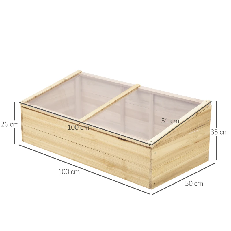 Outsunny Serra da Giardino e Fioriera per Balcone in Legno di Abete Naturale, 100x50x35cm