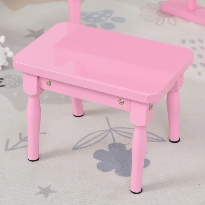 HOMCOM Piano de Cauda Infantil com 30 Teclas Banco Suporte de Partituras Piano para Crianças de MDF Instrumento Musical Educativo 52x50x49cm Rosa
