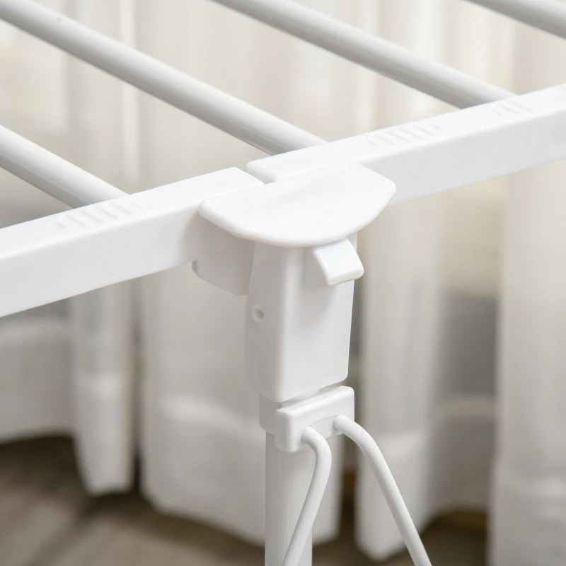HOMCOM Charriot Dobrável para Roupa com Rodas Barras para Pendurar Extensíveis Altura Ajustável e 2 Prateleiras 88-157x50x95-160cm Branco