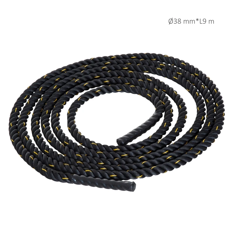 HOMCOM Corda da Allenamento Battle Rope, Ø38mmx12m, Nero e Giallo