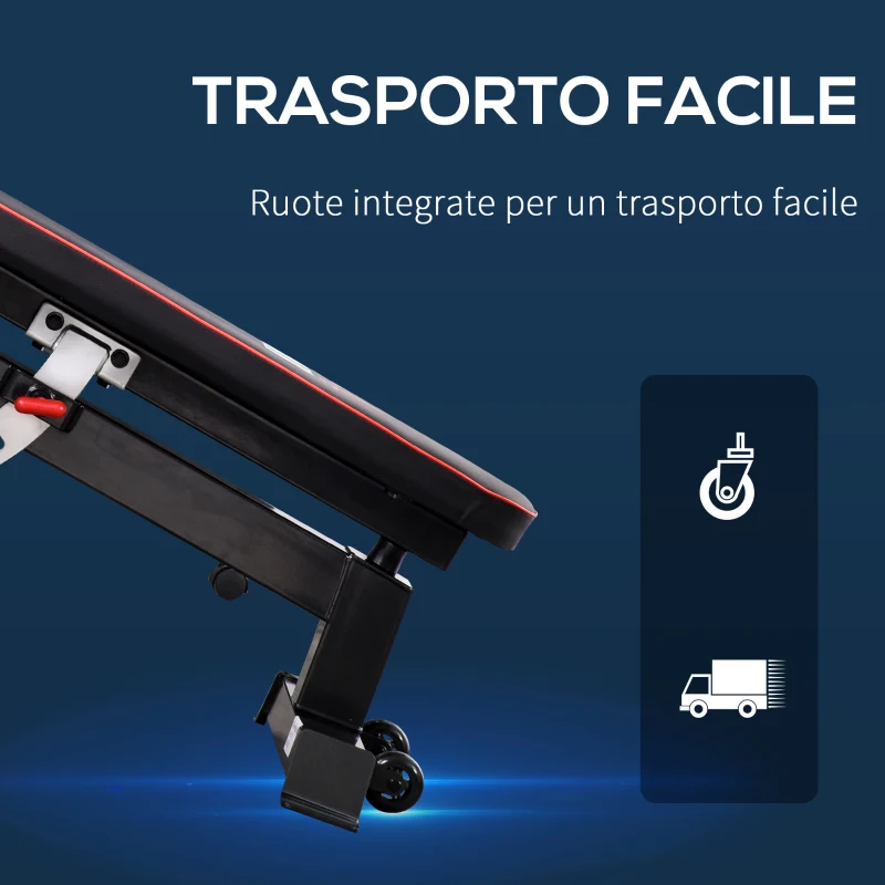 HOMCOM Panca Multifunzione per Addominali con Seduta e Schienale Regolabili, 150x60x50-127cm, Nero