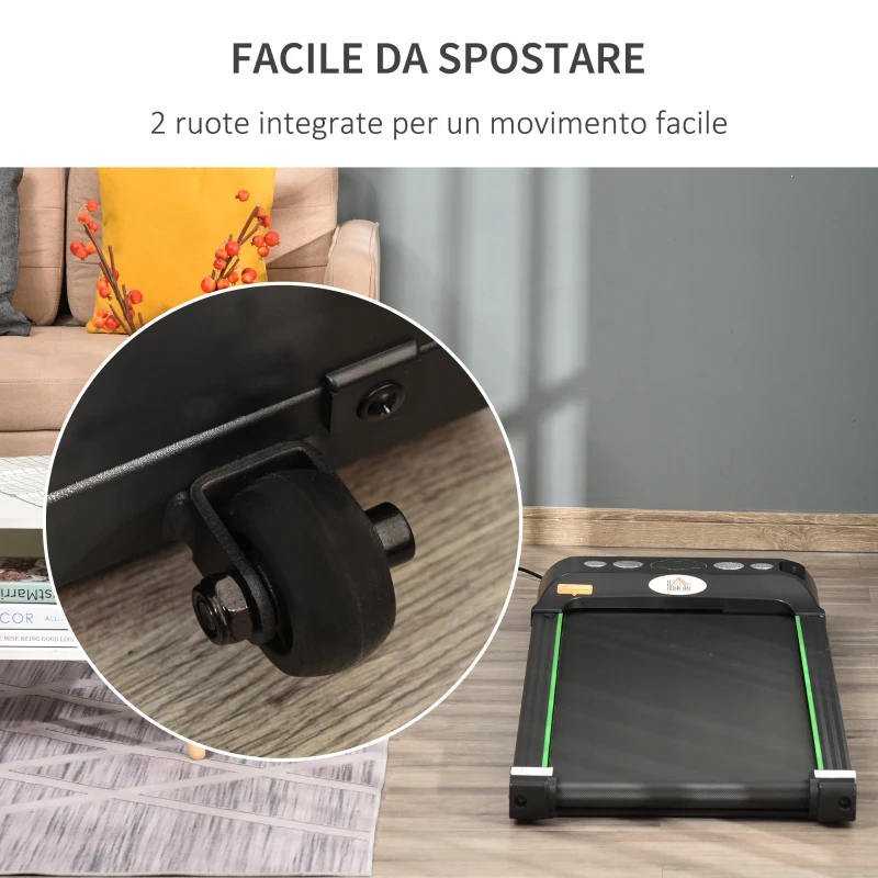HOMCOM Tapis Roulant Elettrico Senza Manubrio, Display LED e Telecomando Velocità 1-6km/h