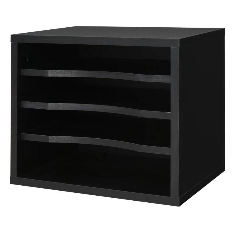 Vinsetto Organizer da Scrivania in Legno a 4 livelli, 35.5x25x28.6cm, Nero