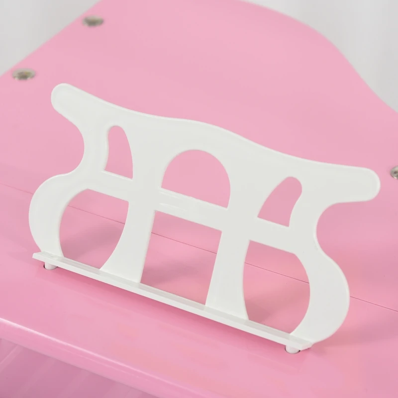 HOMCOM Piano de Cauda Infantil com 30 Teclas Banco Suporte de Partituras Piano para Crianças de MDF Instrumento Musical Educativo 52x50x49cm Rosa