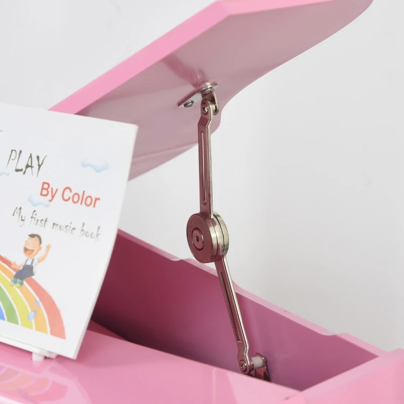HOMCOM Piano de Cauda Infantil com 30 Teclas Banco Suporte de Partituras Piano para Crianças de MDF Instrumento Musical Educativo 52x50x49cm Rosa